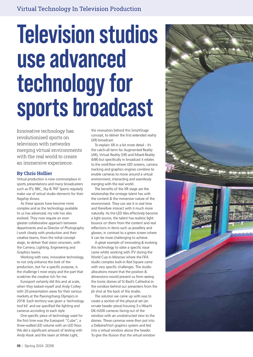 Television studios use advanced technology for sports broadcast