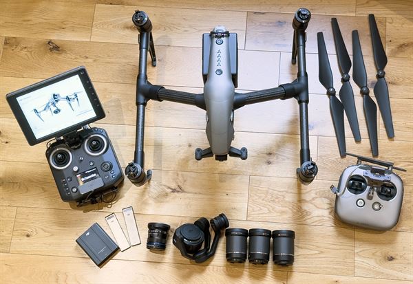 DJI Inspire 2 Drone with Cinema RAW & ProRes Licenses. With X7 camera & 4 lenses
