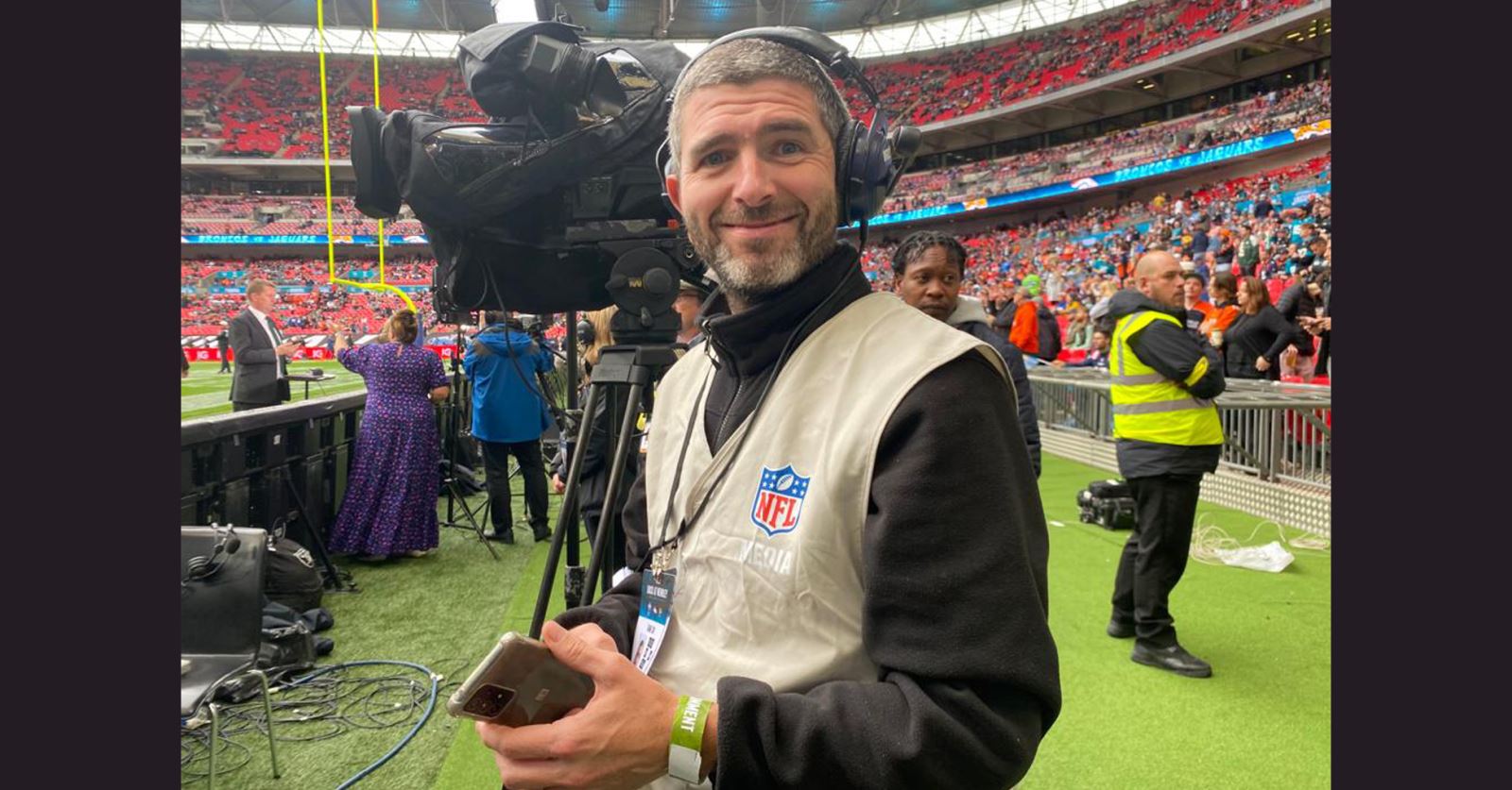 Welcome to new member Michael Rhodes, seen here working at Wembley for Jacksonville Jaguars