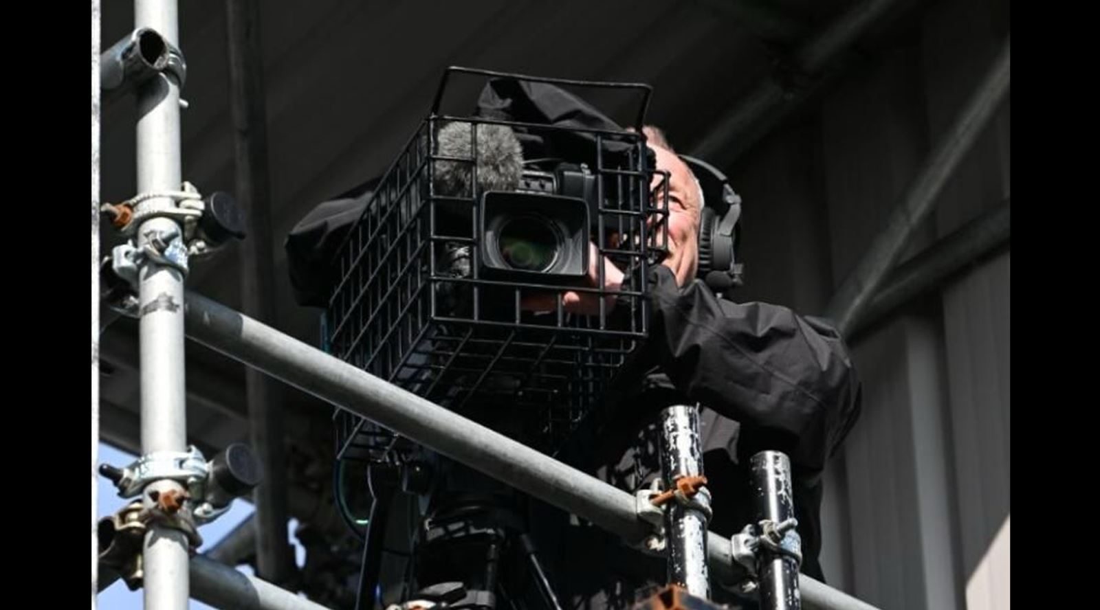 Welcome new member Nigel Simmons, seen here filming an EFL match using a custom-built cage of his own design