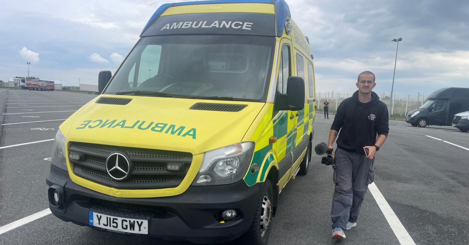 A warm welcome to Will Ellett, seen here filming Border Casualties, where an ambulance was donated to the Ukrainian army