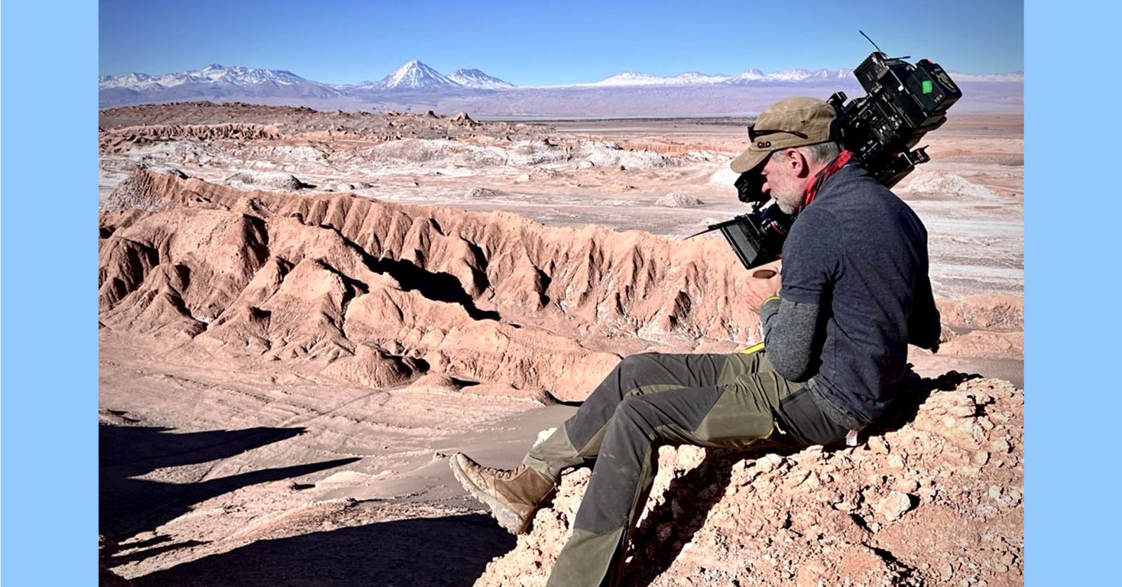 Welcome to new member Ossian Bacon seen here filming in the Andes Mountains in Chile for National Geographic