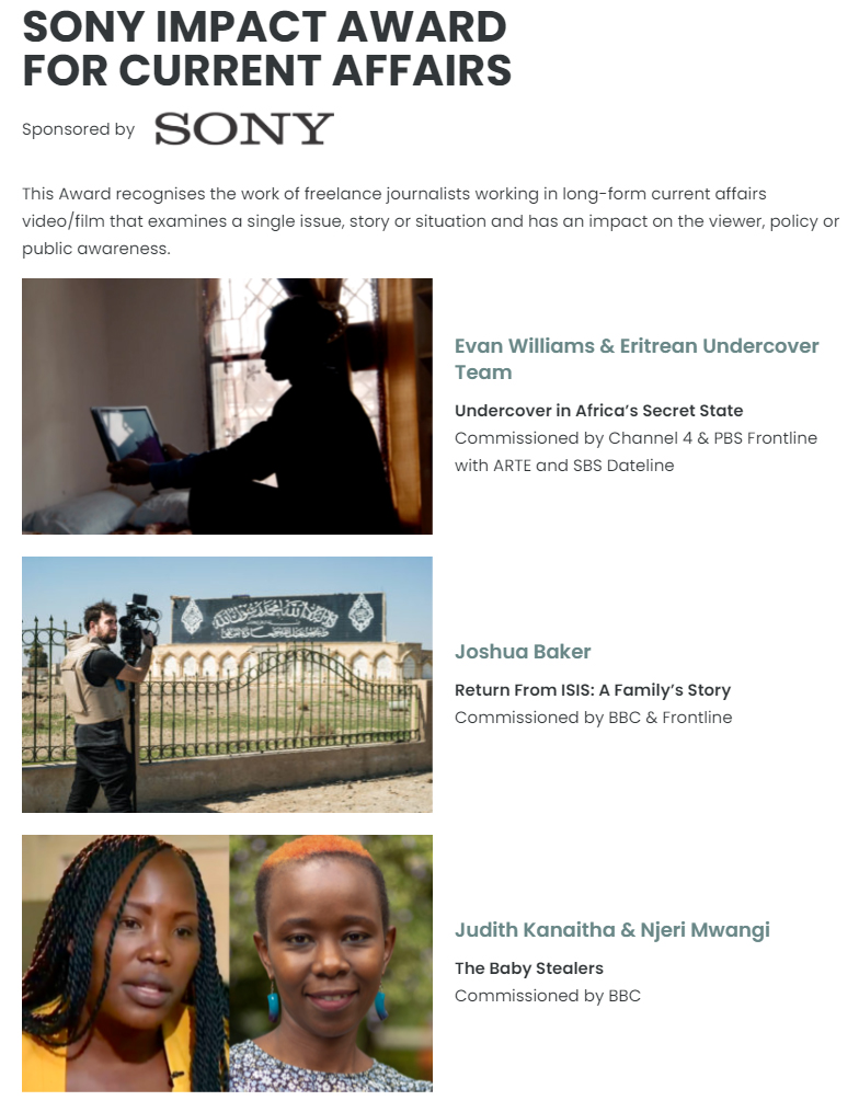 Rory Peck Trust Sony Impact Award Finalists 2021