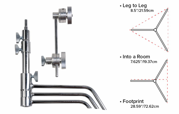 Matthews 5 inch Pocket C-Stand Sizes